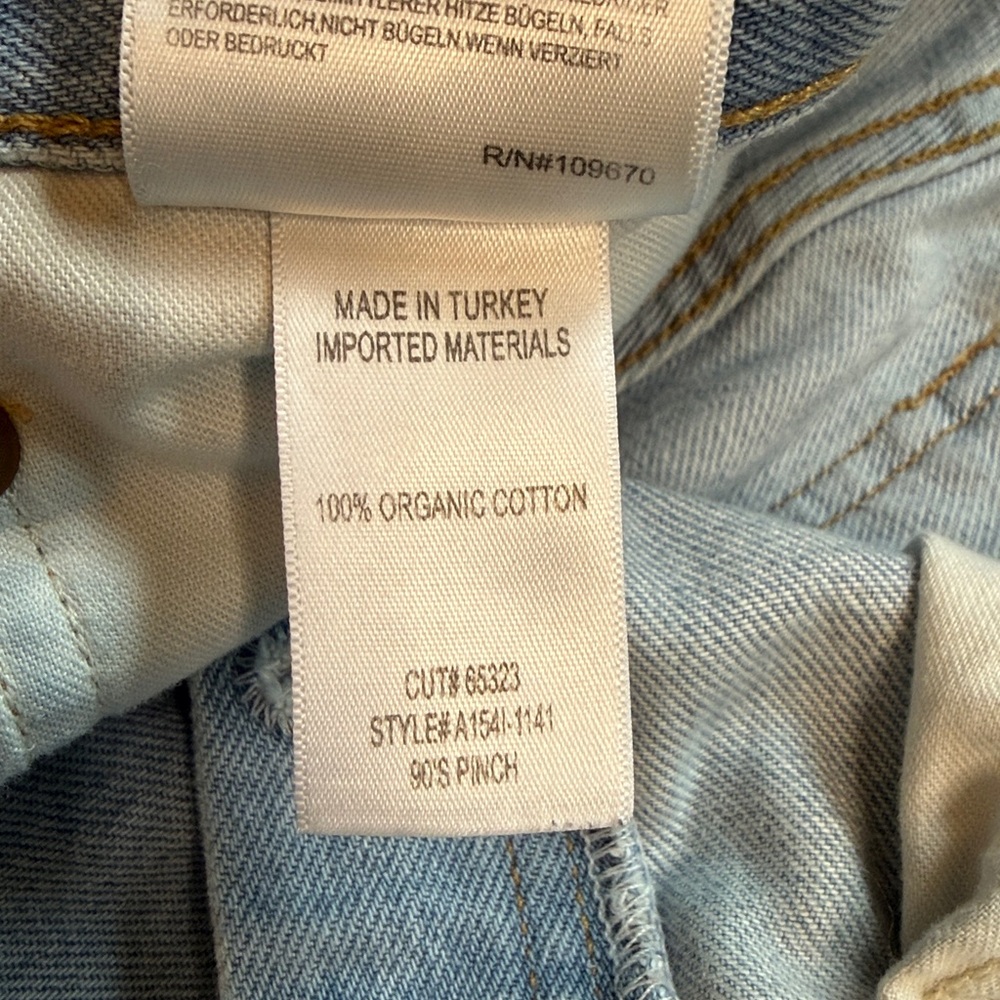 Agolde 90'S PINCH WAIST HIGH RISE STRAIGHT size 29 light wash button front - Picture 14 of 14